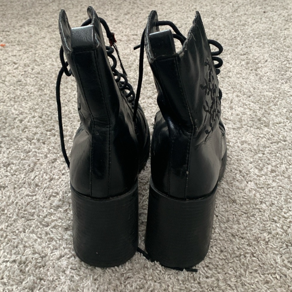 Y2K No Boundaries Black Embroidered Moto Grunge Boots Size 7.5 - Picture 7 of 10